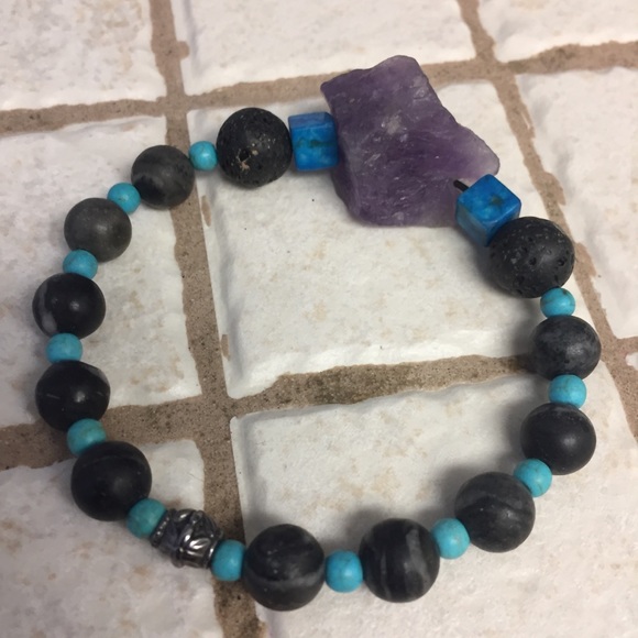 Authentic Large Amethyst Elastic Handmade Bracelet - Picture 5 of 8